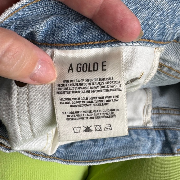 Agolde Riley High Rise Straight Crop Light Blue Distressed Jeans Size 28 - Picture 10 of 15